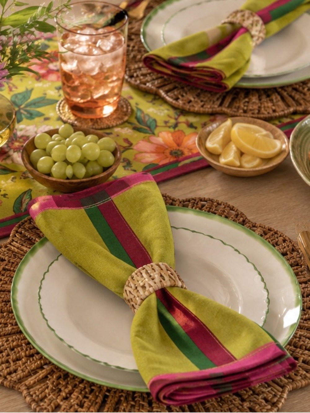 NWT Opalhouse 2 Pc Flour Sack Kitchen Towels Pink Green Boho Cottagecore